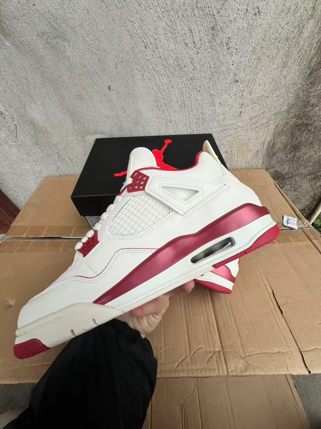 Air Jordan 4 Chaussures de Basketball Blanc Rouge Rose Métallique 5