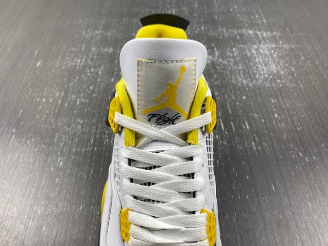 Air Jordan 4 White Yellow Navy Basketball Shoes 7
