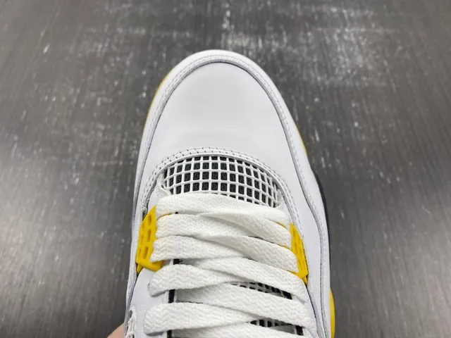 Air Jordan 4 White Yellow Navy Basketball Shoes 8