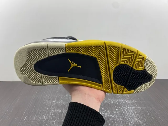Air Jordan 4 White Yellow Navy Basketball Shoes 13