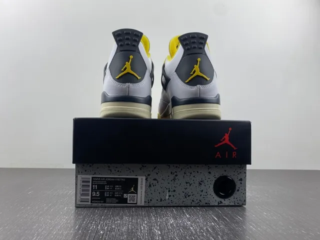 Air Jordan 4 White Yellow Navy Basketball Shoes 17