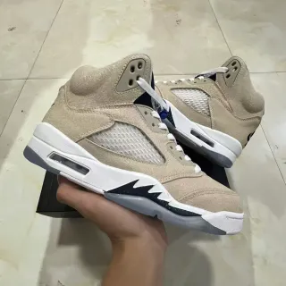 Air Jordan 5 Beige Suede High-Top Basketball Shoes
