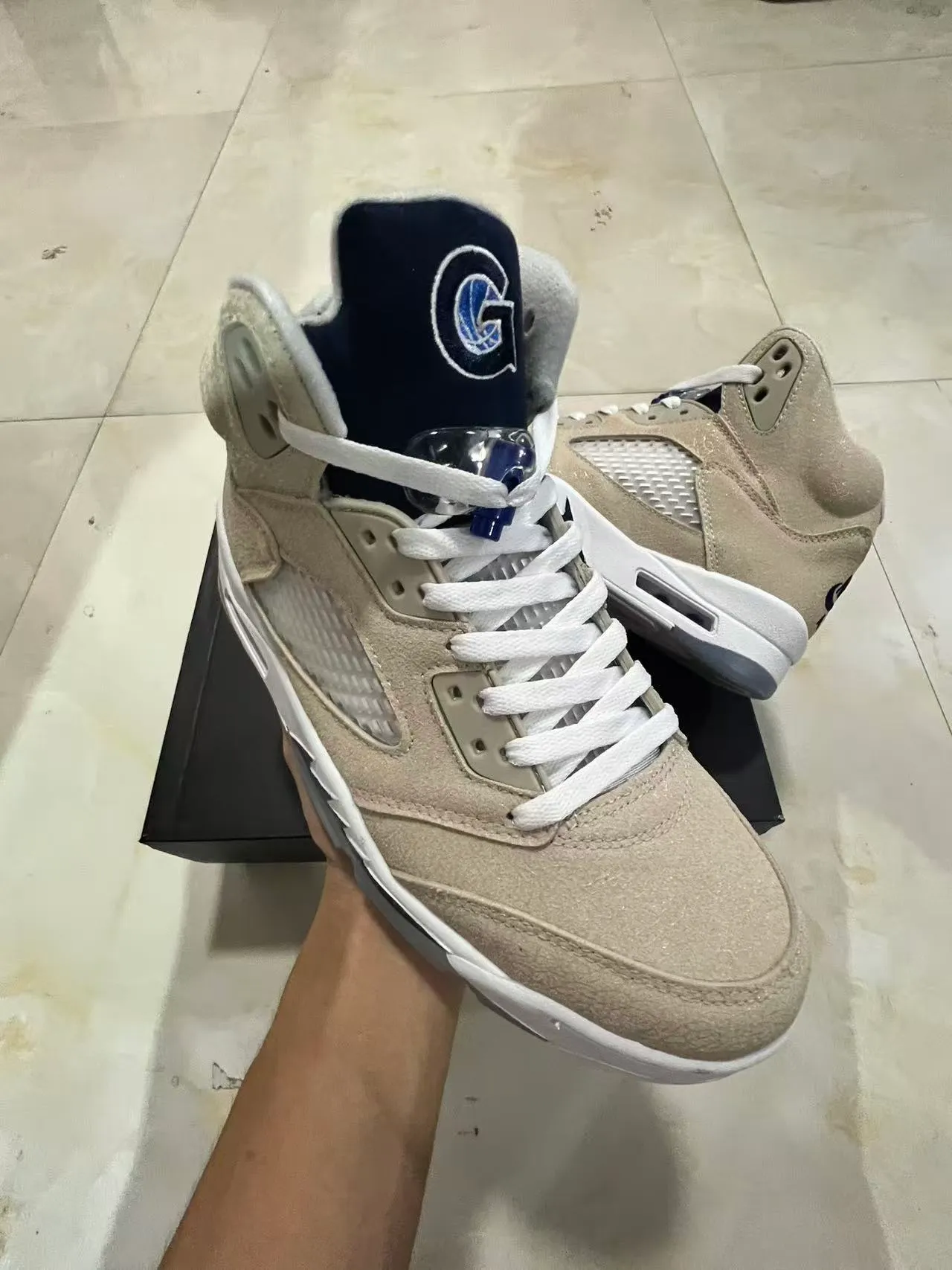 Air Jordan 5 Beige Suede High-Top Basketball Shoes 2