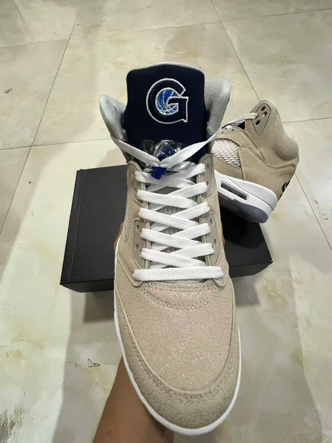 Air Jordan 5 Beige Suede High-Top Basketball Shoes 3