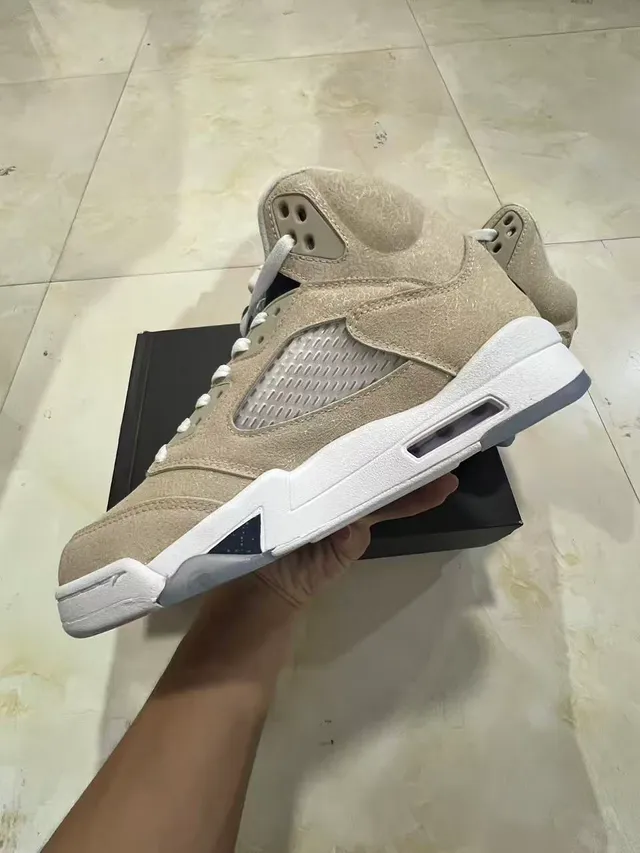 Air Jordan 5 Beige Suede High-Top Basketball Shoes 5