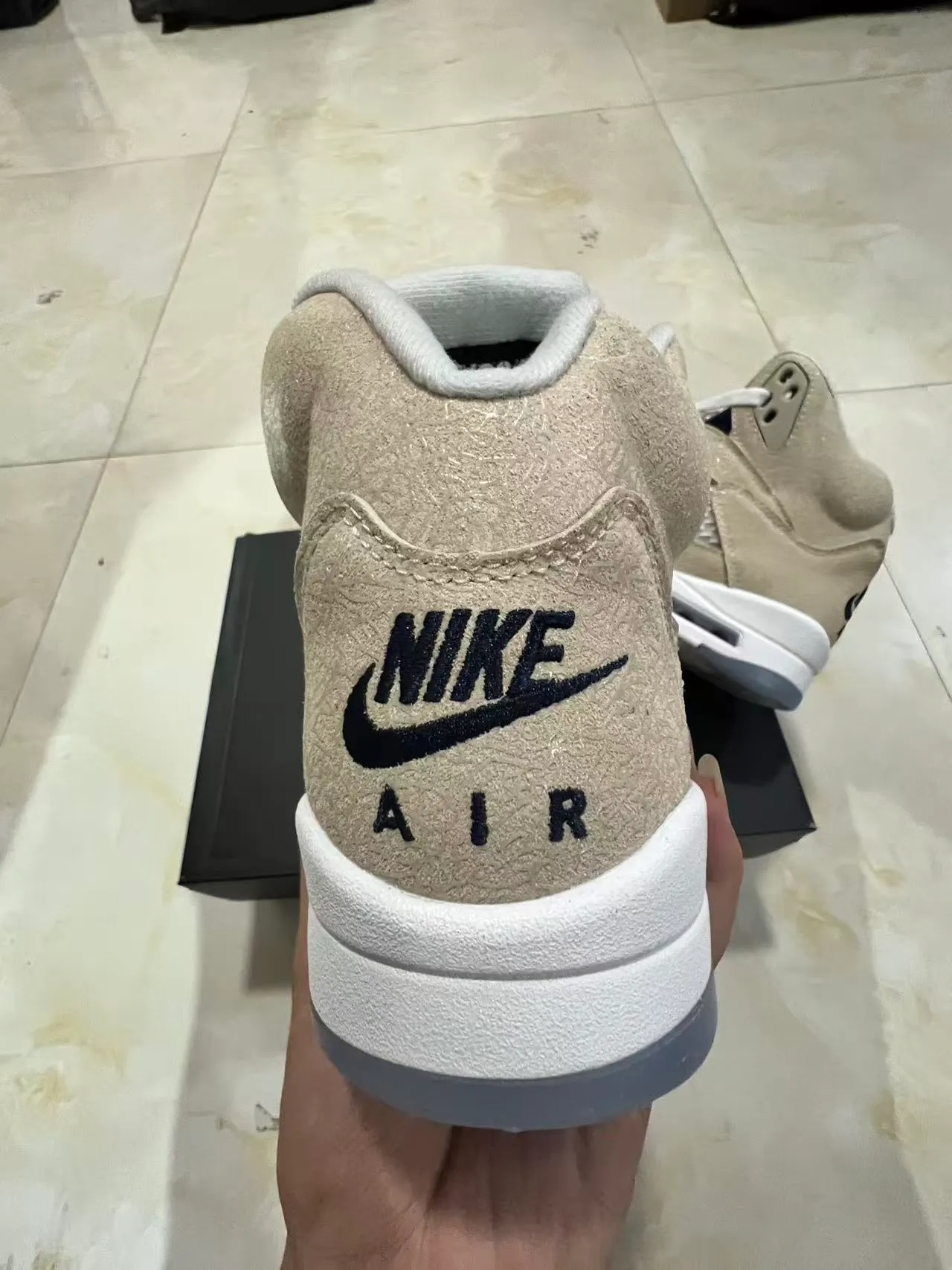 Air Jordan 5 Beige Suede High-Top Basketball Shoes 8