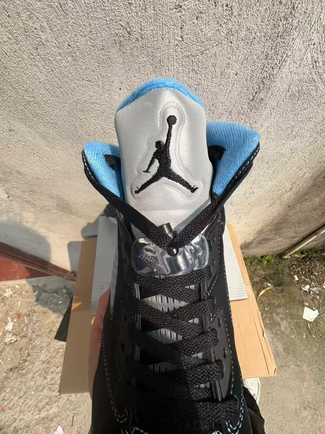 Air Jordan 5 Black Light Blue White Tênis de Basquete 4