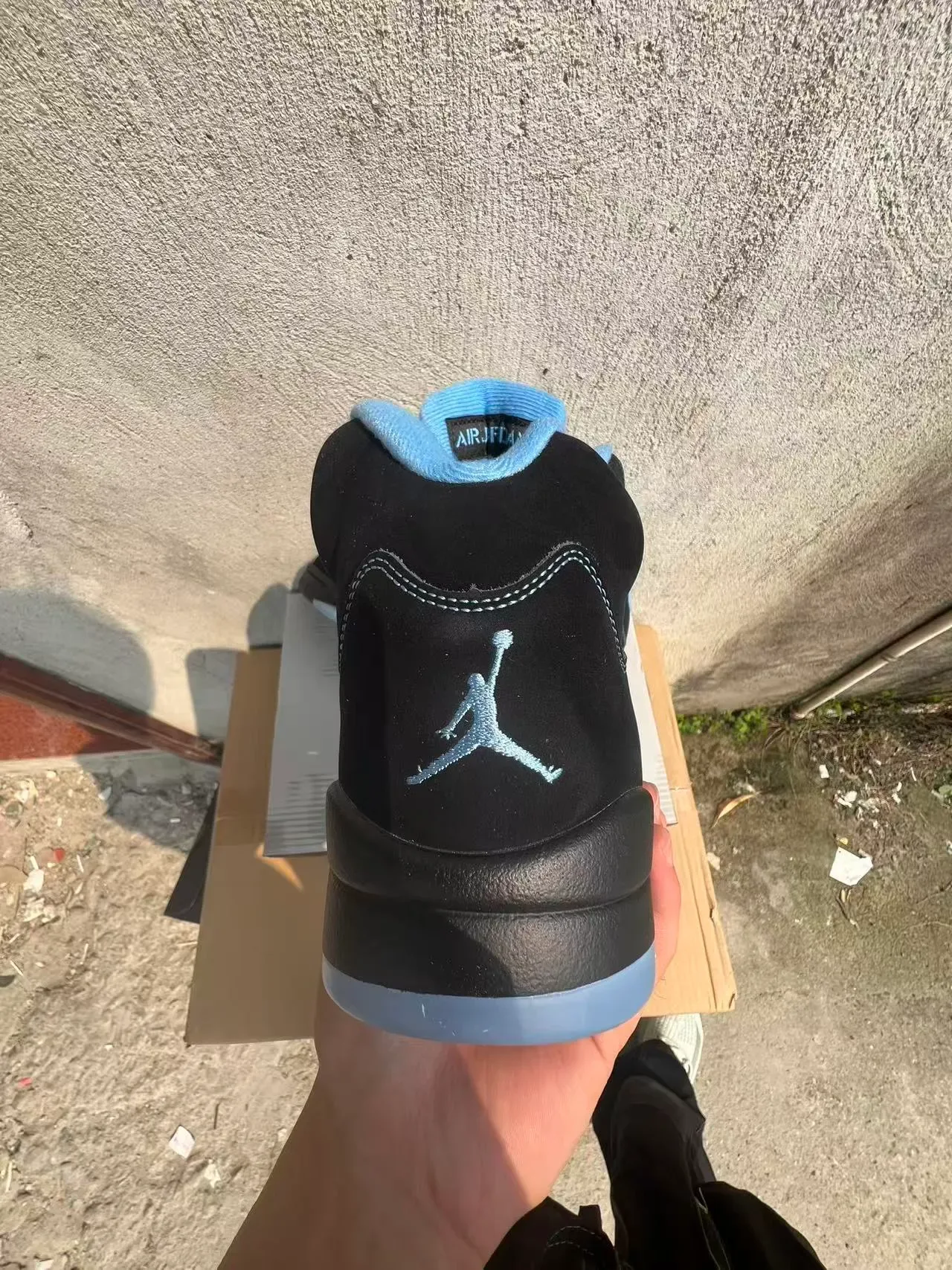 Air Jordan 5 Black Light Blue White Tênis de Basquete 8