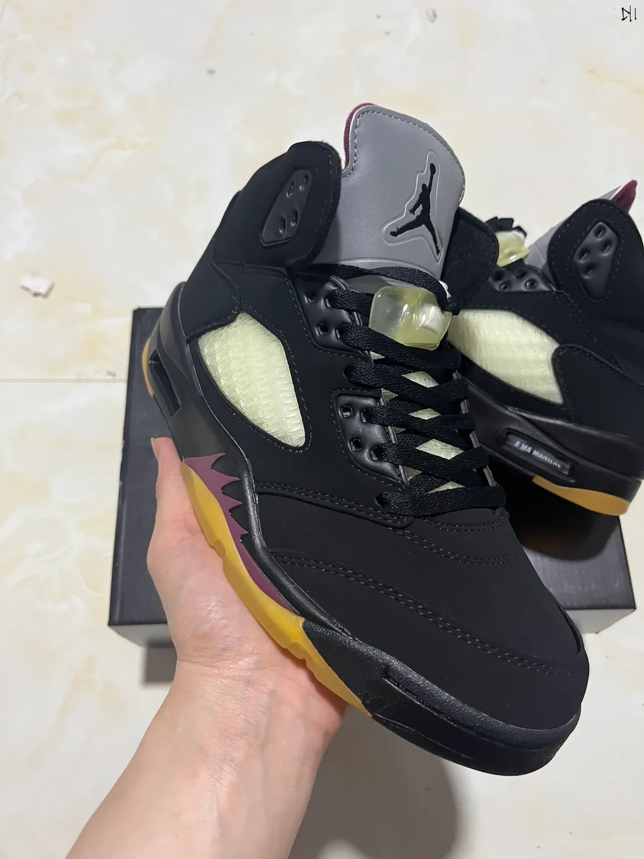 Air Jordan 5 Noir Gris Métallique Chaussures de Basketball 10