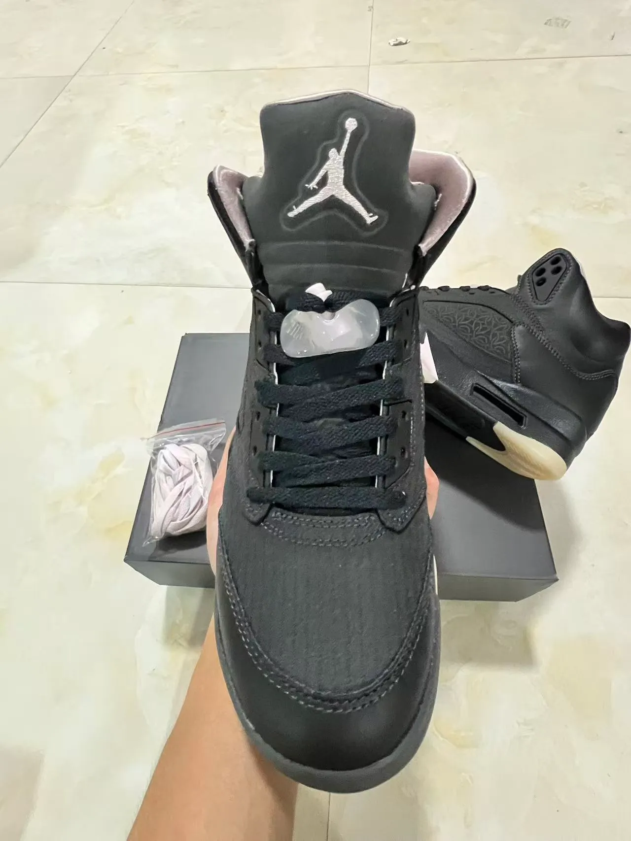 Air Jordan 5 Black Off-White Midsole Basketball Shoes 3