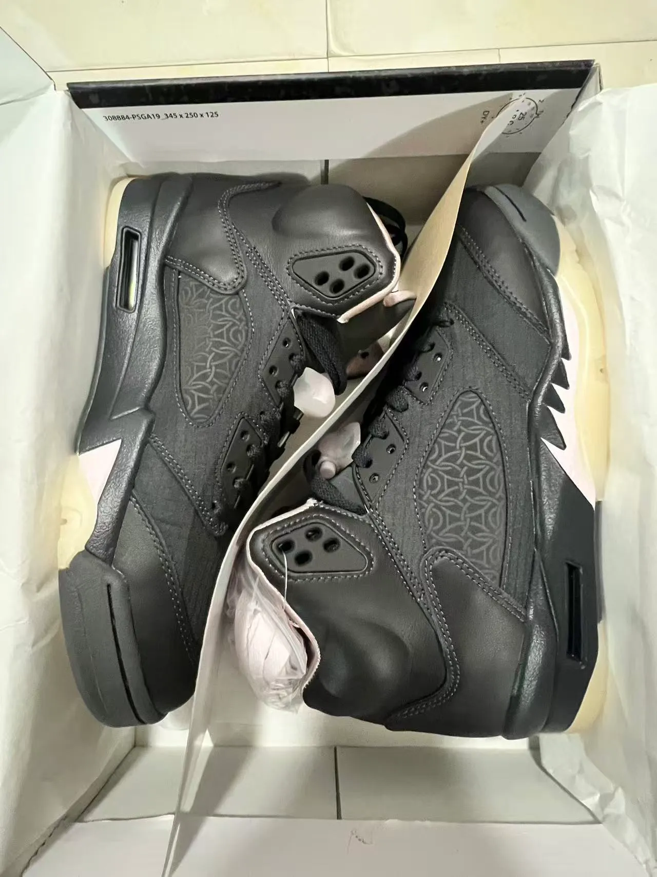 Air Jordan 5 Black Off-White Midsole Basketball Shoes 9