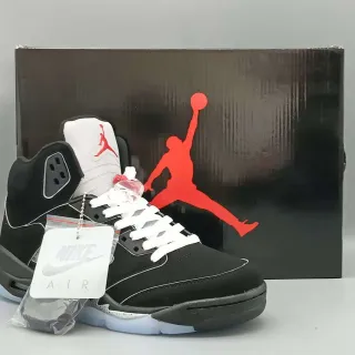 Air Jordan 5 Black White Red Basketball Shoes