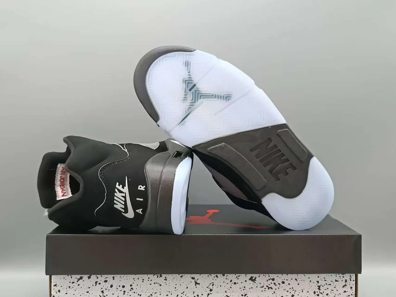 Air Jordan 5 Black White Red Basketball Shoes 6