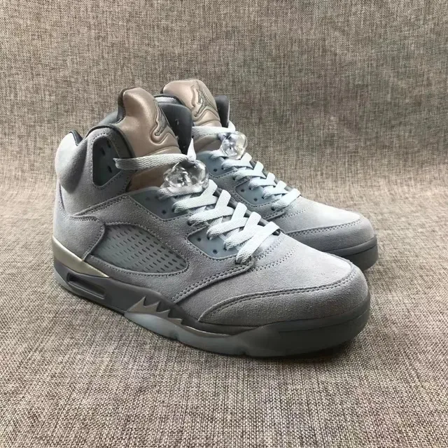 Air Jordan 5 Tênis de Basquete Cinza Metálico Suede 5