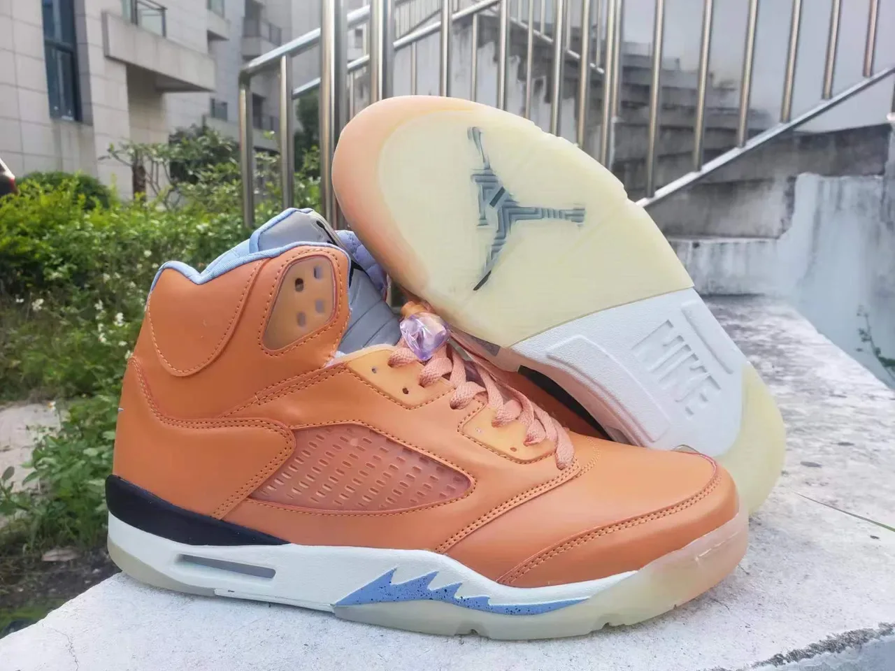 Air Jordan 5 Orange and Light Blue Basketball Shoes 5