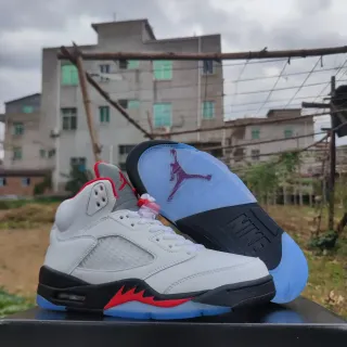 Air Jordan 5 White Black Red Blue tênis de basquete