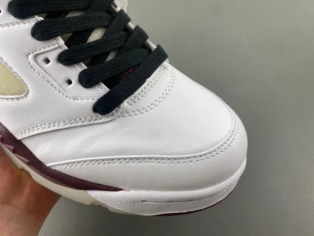 Air Jordan 5 White Burgundy Basketball Shoes 2