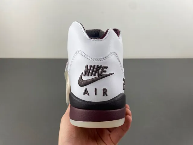 Air Jordan 5 White Burgundy Basketball Shoes 4