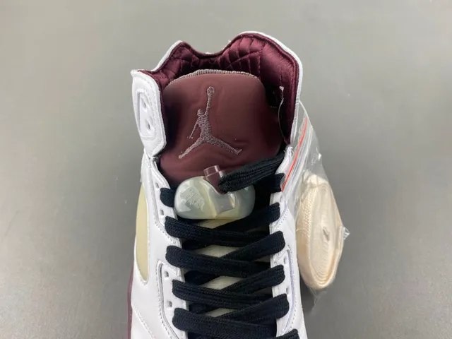 Air Jordan 5 White Burgundy Basketball Shoes 6