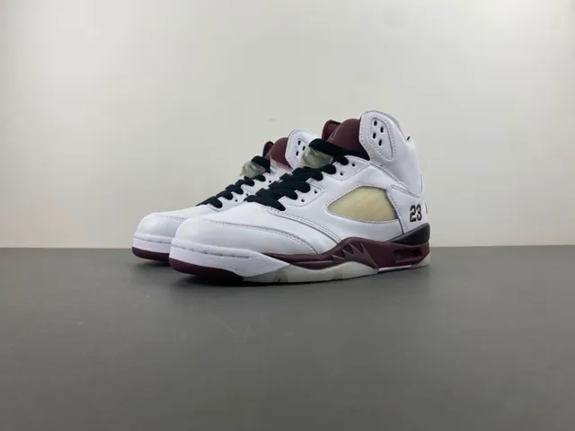 Air Jordan 5 White Burgundy Basketball Shoes 11