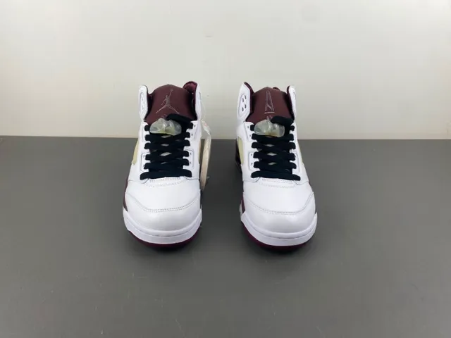 Air Jordan 5 White Burgundy Basketball Shoes 12