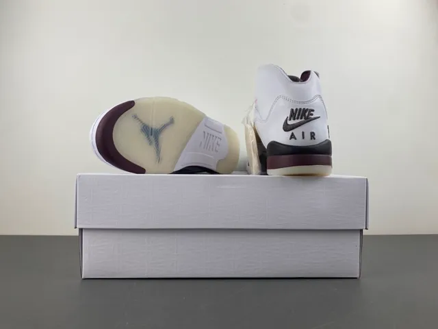 Air Jordan 5 White Burgundy Basketball Shoes 17