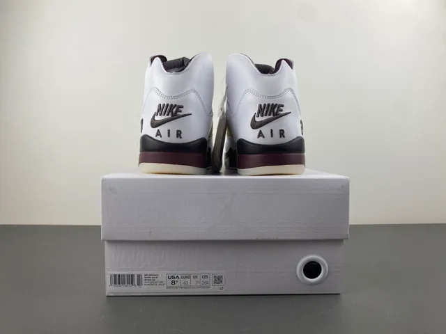Air Jordan 5 White Burgundy Basketball Shoes 18