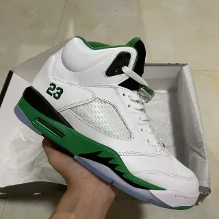 Air Jordan 5 White Green Black Basketball Shoes