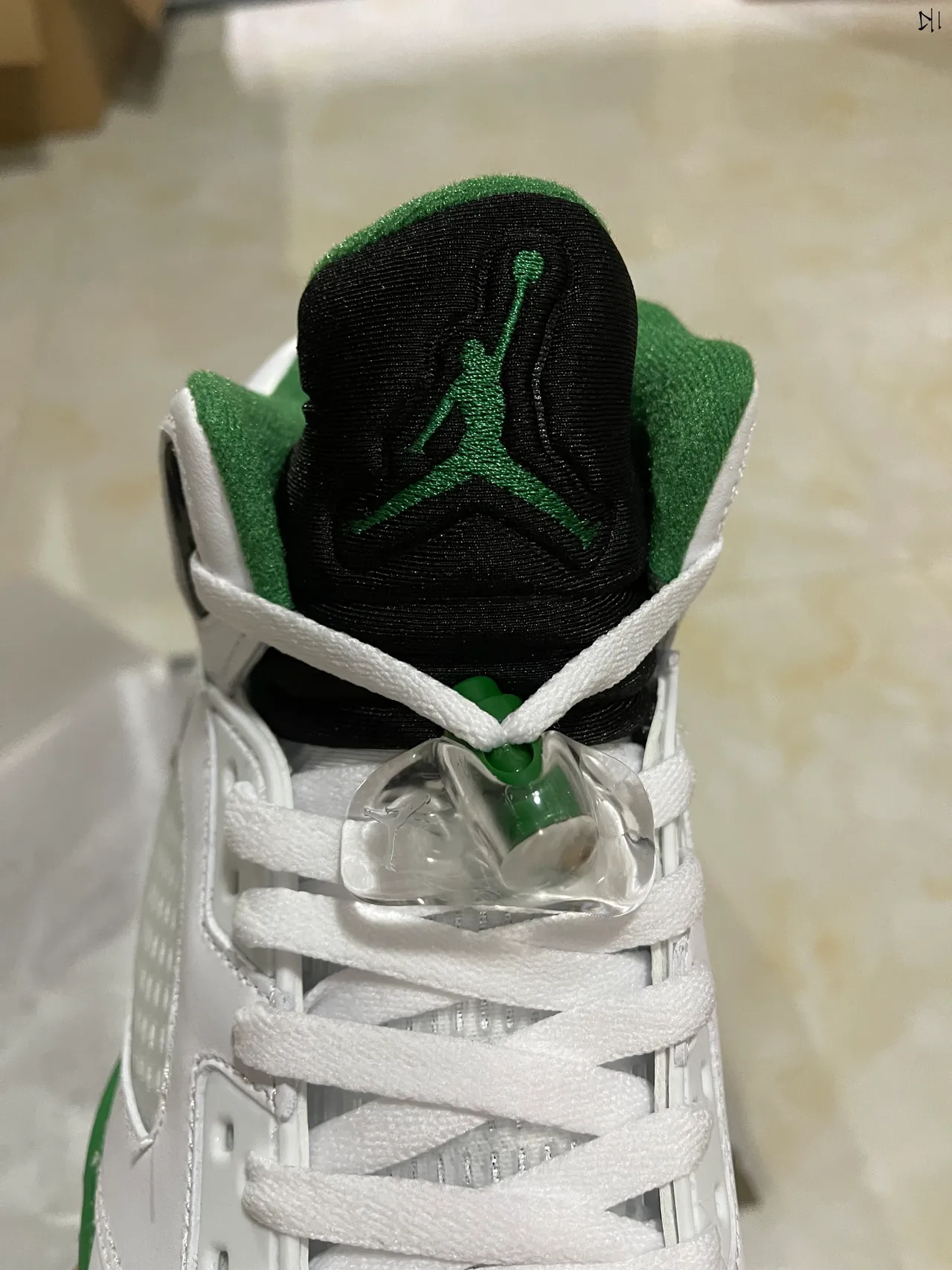 Air Jordan 5 White Green Black Basketball Shoes 4