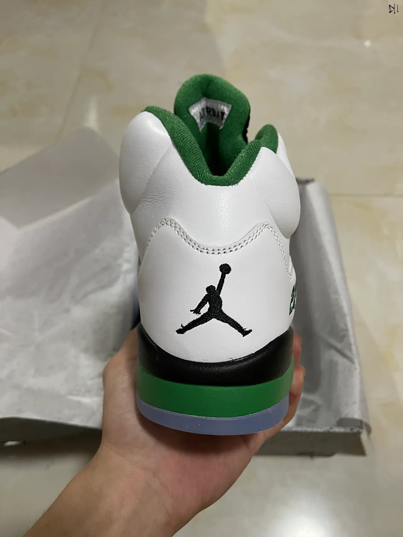 Air Jordan 5 White Green Black Basketball Shoes 7