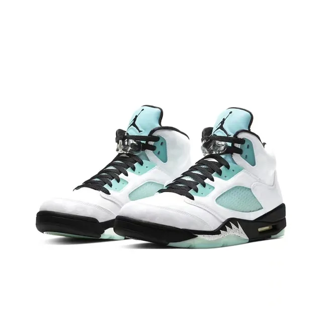 Air Jordan 5 White Mint Blue Black Basketball Shoes 3