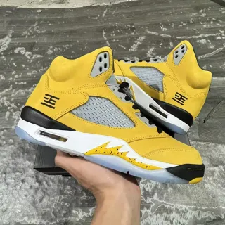 Air Jordan 5 Yellow Black White Basketball Shoes