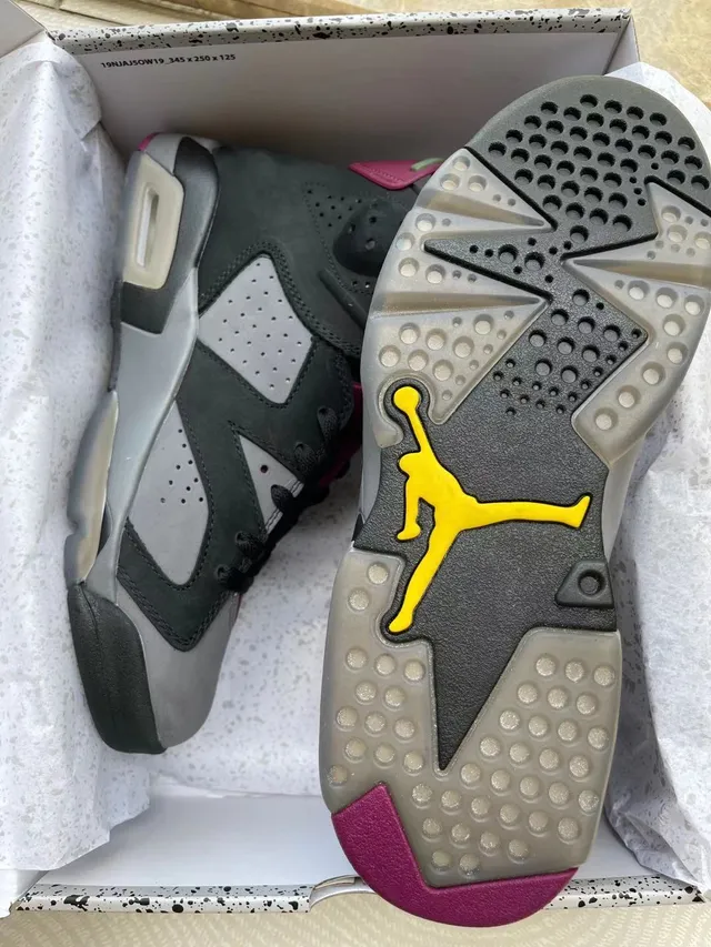 Air Jordan 6 Black Gray Magenta Heel Tab Basketball Shoes 4