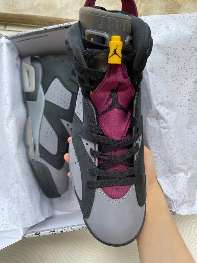 Air Jordan 6 Black Gray Magenta Heel Tab Basketball Shoes 5