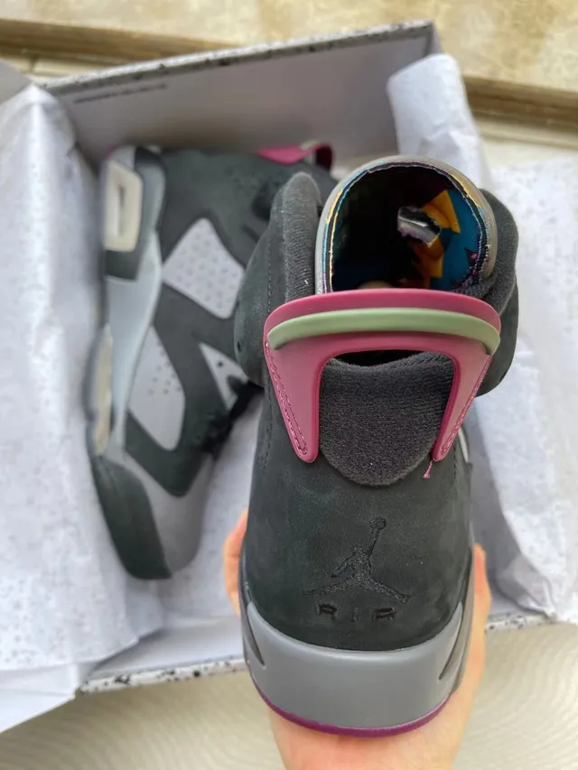 Air Jordan 6 Black Gray Magenta Heel Tab Basketball Shoes 6