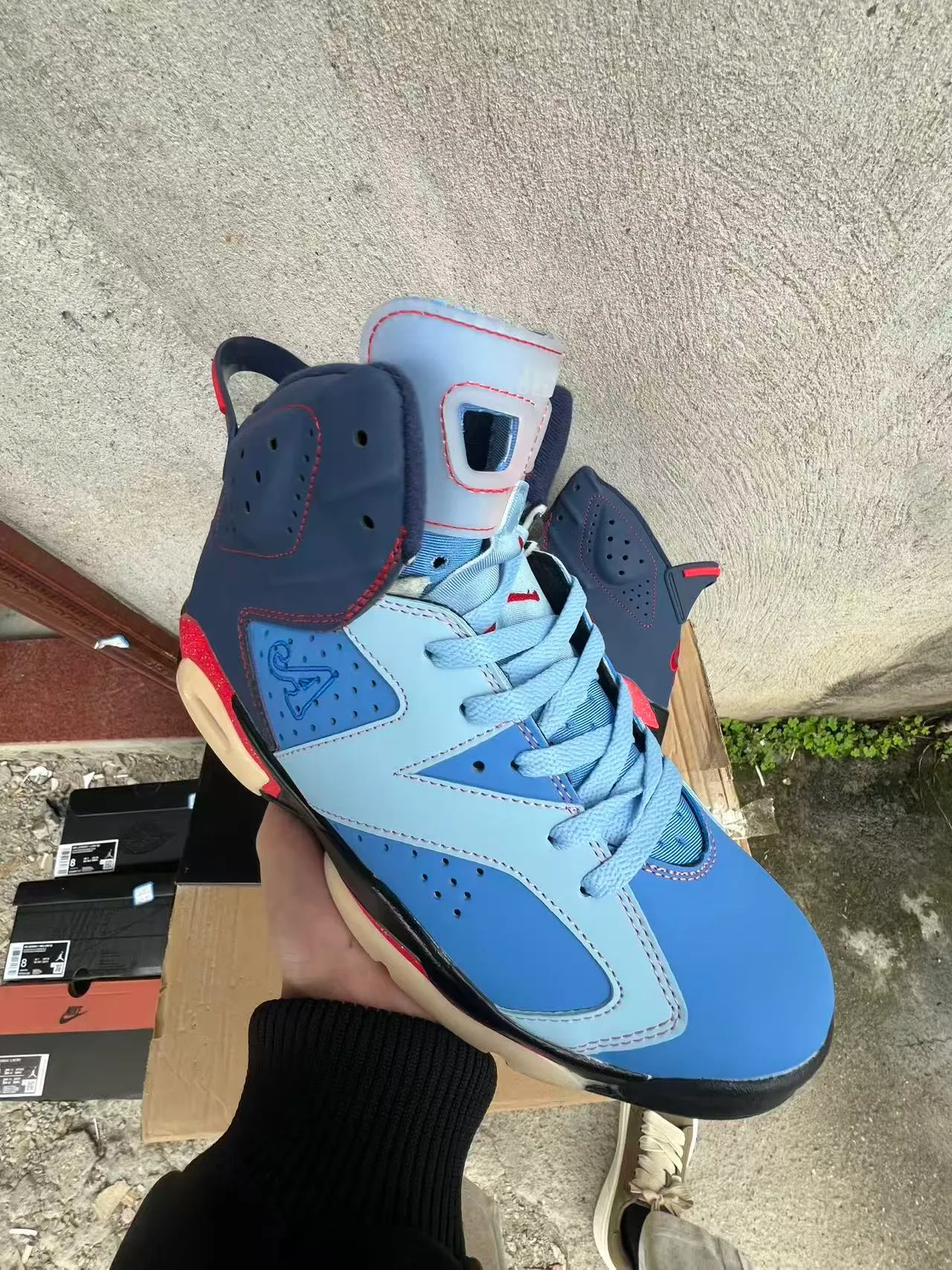 Air Jordan 6 Navy Light Blue Red Speckle Basketball Shoes 2
