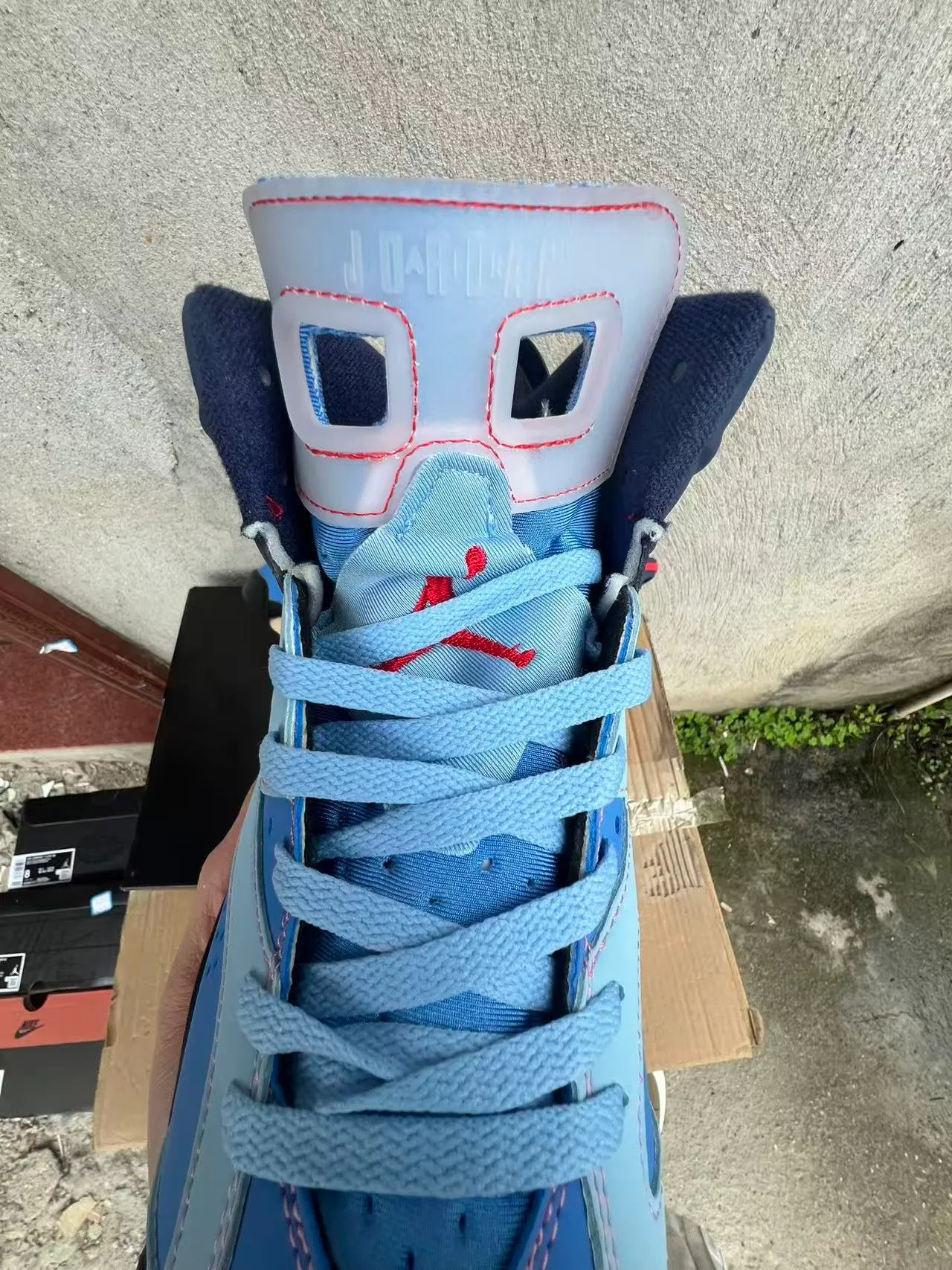 Air Jordan 6 Navy Light Blue Red Speckle Basketball Shoes 4