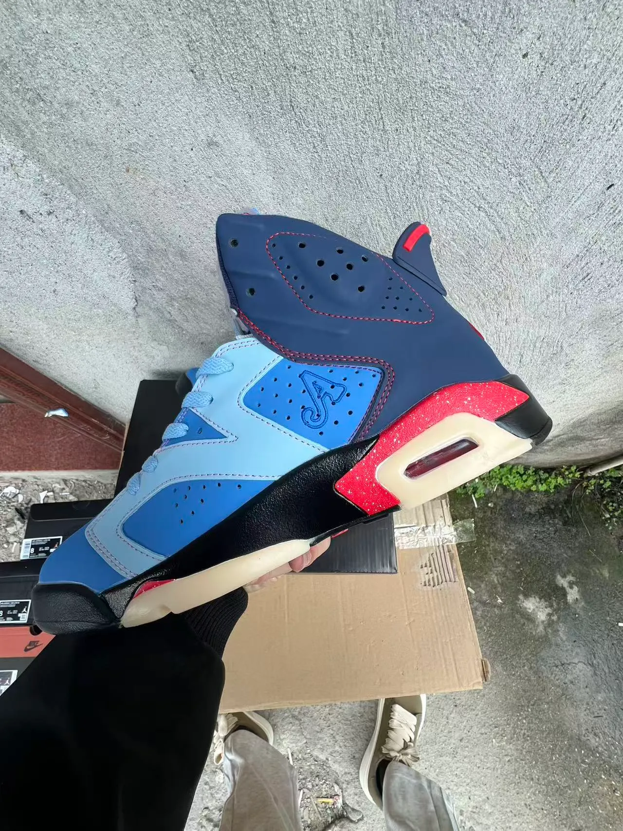 Air Jordan 6 Navy Light Blue Red Speckle Basketball Shoes 5
