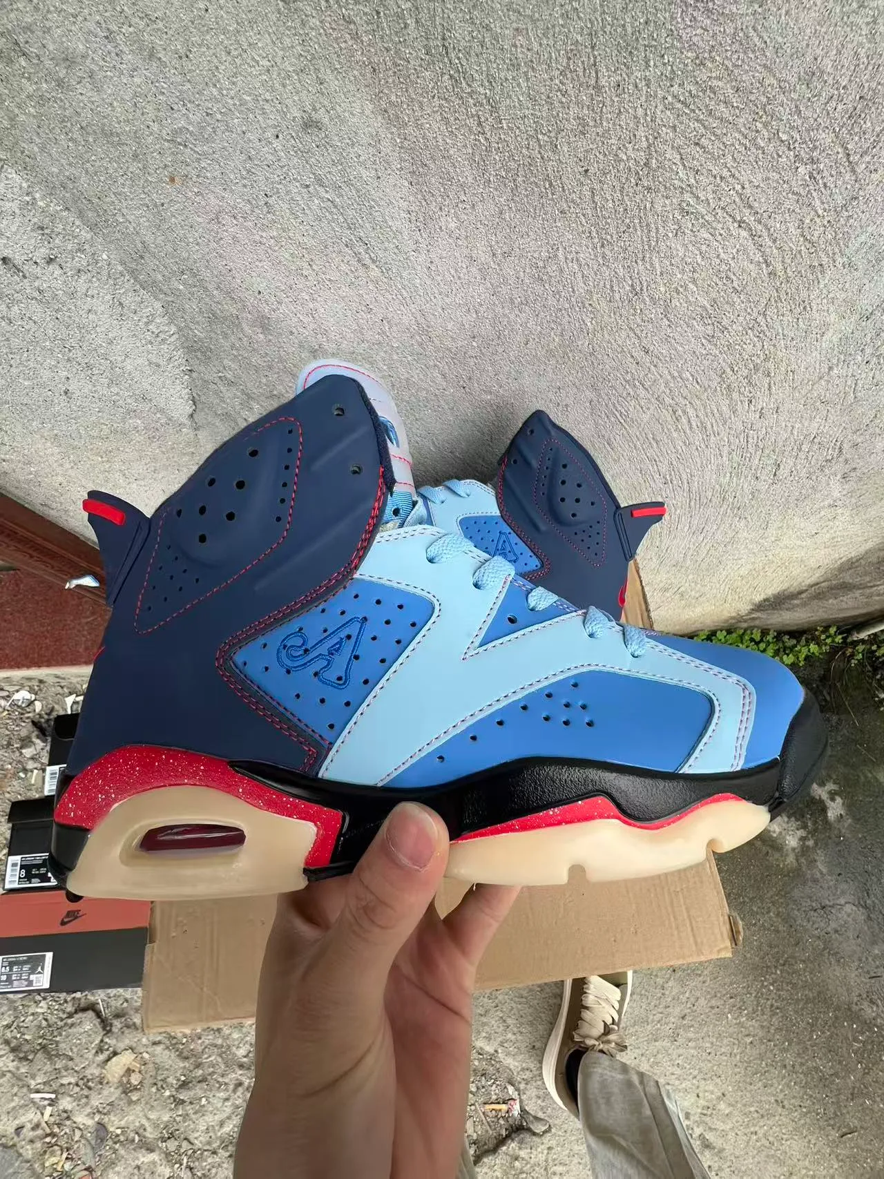 Air Jordan 6 Navy Light Blue Red Speckle Basketball Shoes 7