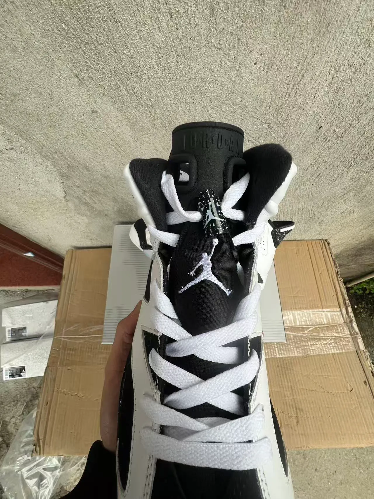 Air Jordan 6 White Black Speckle Basketball Shoes 4