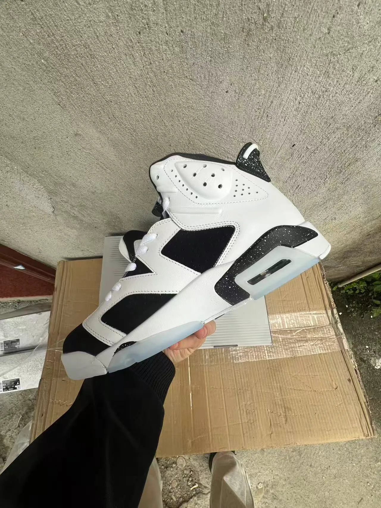 Air Jordan 6 White Black Speckle Basketball Shoes 5
