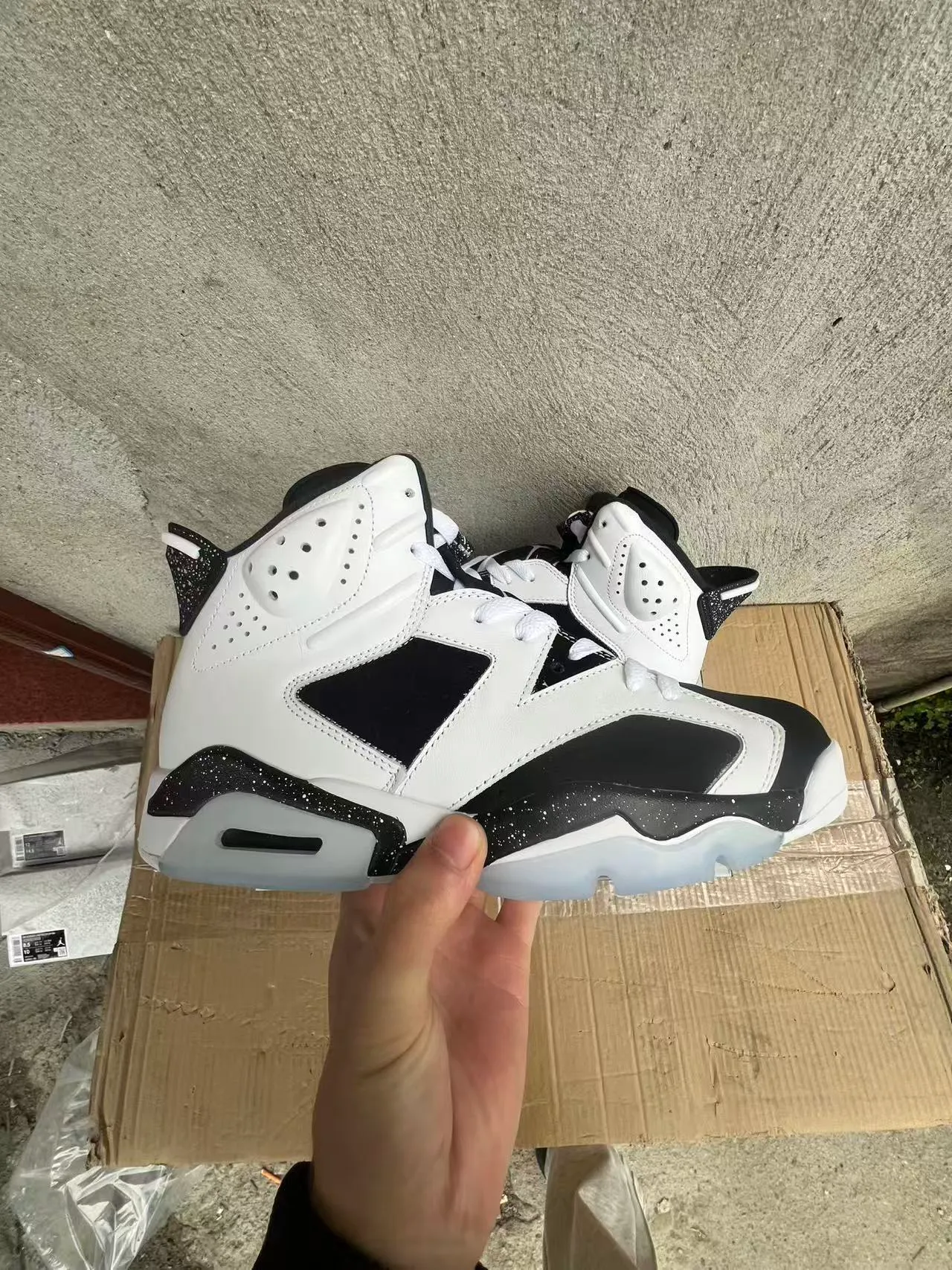 Air Jordan 6 White Black Speckle Basketball Shoes 7