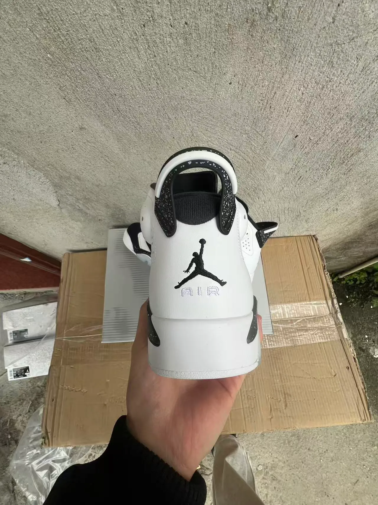 Air Jordan 6 White Black Speckle Basketball Shoes 8
