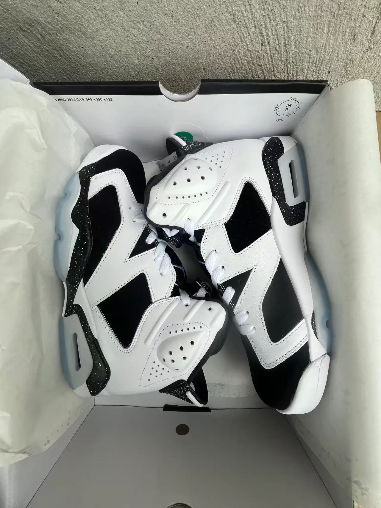 Air Jordan 6 White Black Speckle Basketball Shoes 9
