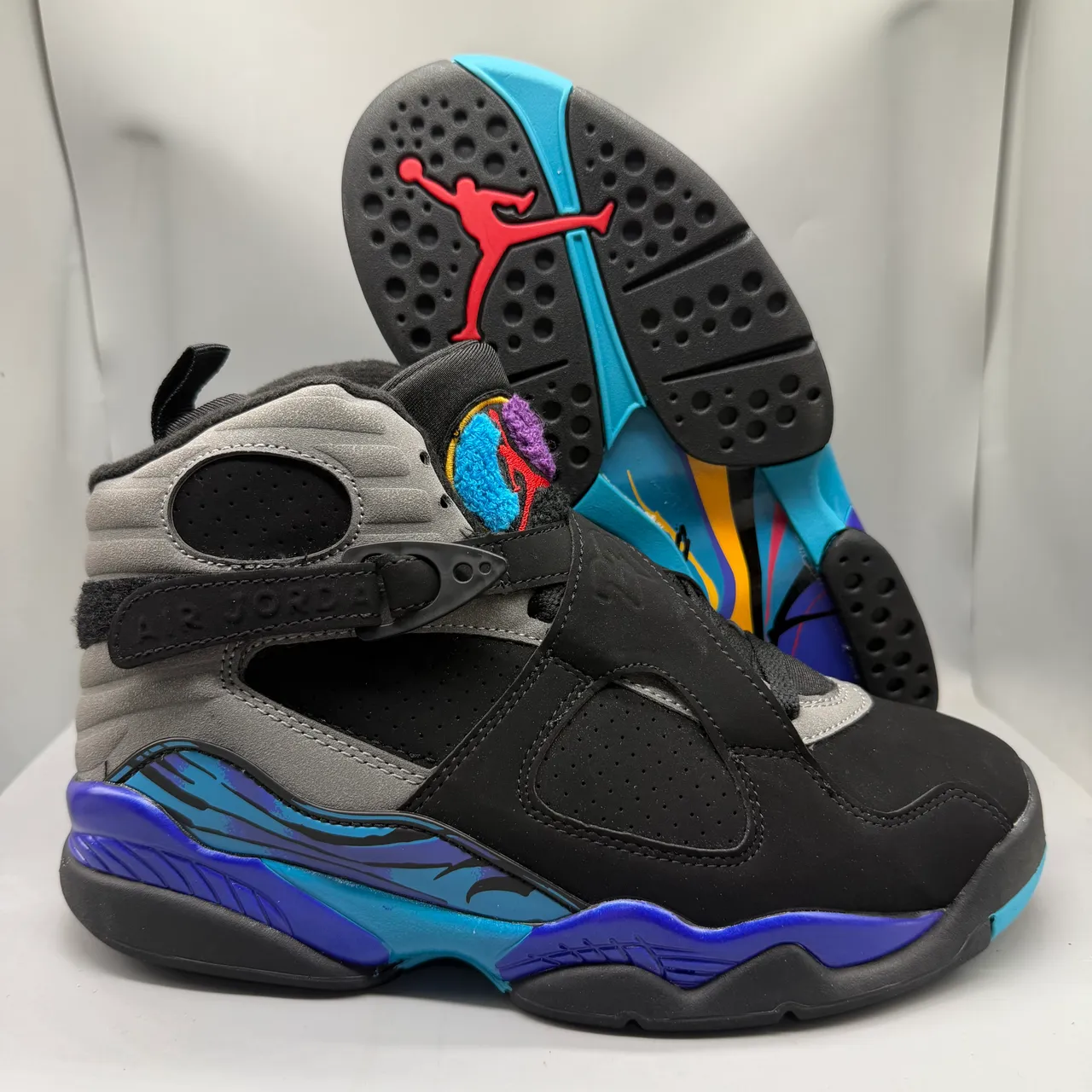 Air Jordan 8 Black Gray Blue Purple Flame Basketball Shoes 2