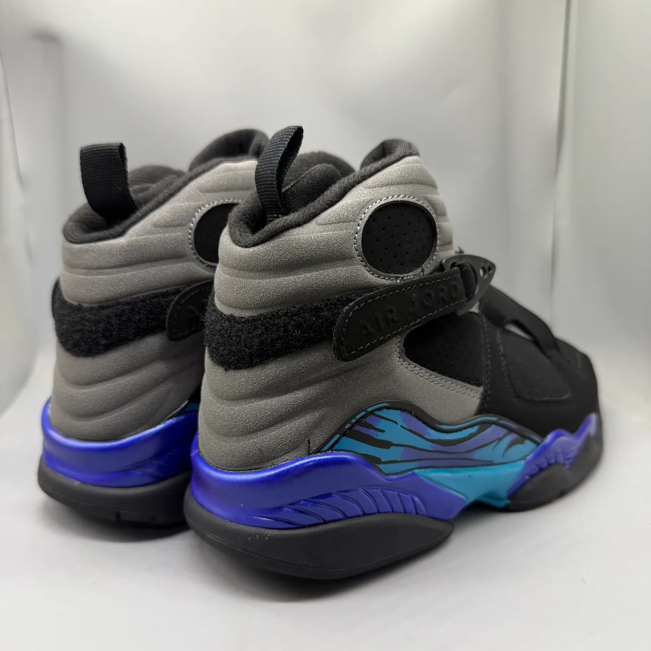 Air Jordan 8 Black Gray Blue Purple Flame Basketball Shoes 5