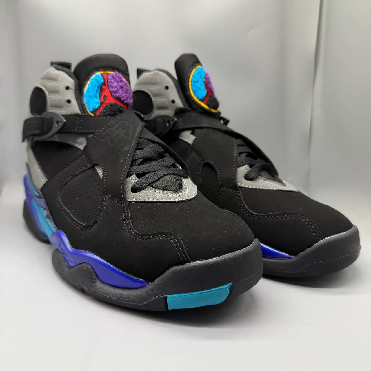 Air Jordan 8 Black Gray Blue Purple Flame Basketball Shoes 6