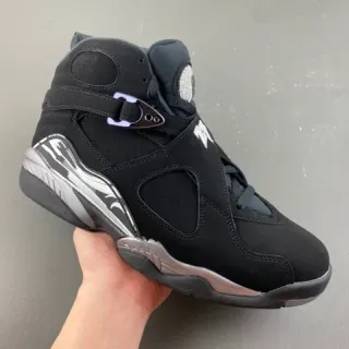 Air Jordan 8 Black Metallic Silver Basketball Shoes