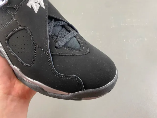 Air Jordan 8 Black Metallic Silver Basketball Shoes 2
