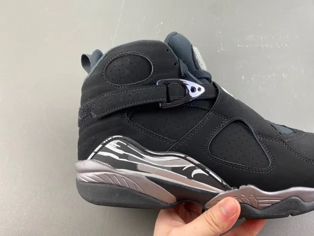 Air Jordan 8 Black Metallic Silver Basketball Shoes 3